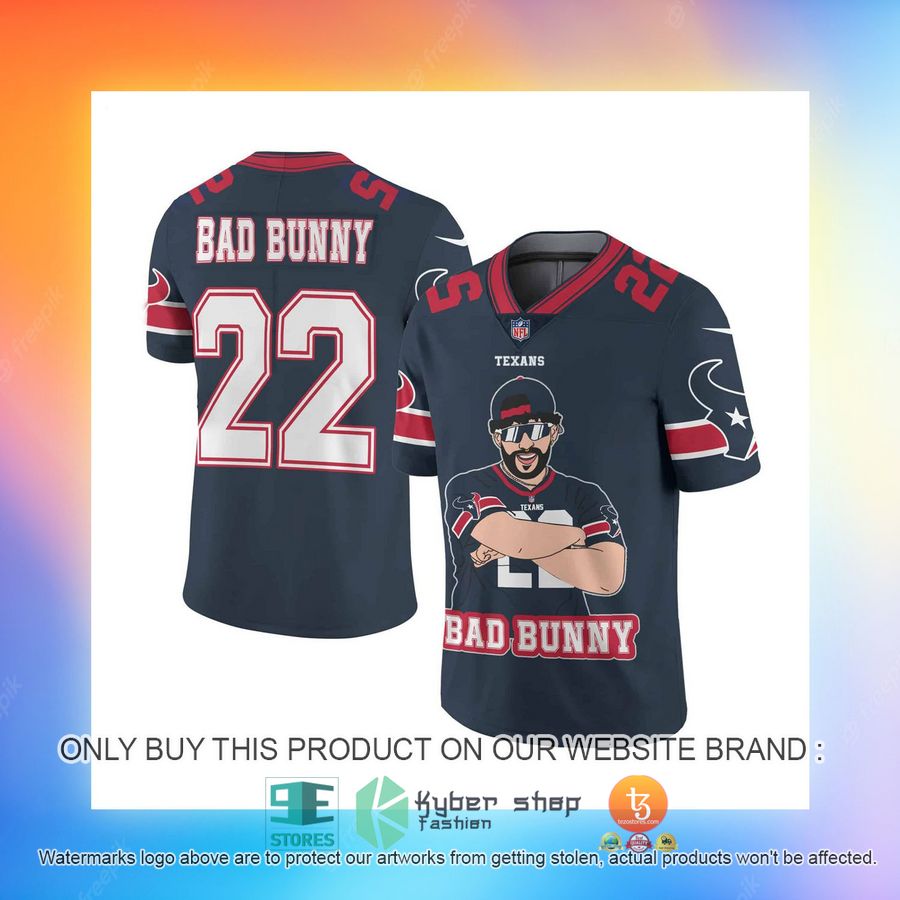 NEW Bad Bunny Houston Texans Football Shirt 3 bad bunny houston texans football jersey 3 71779