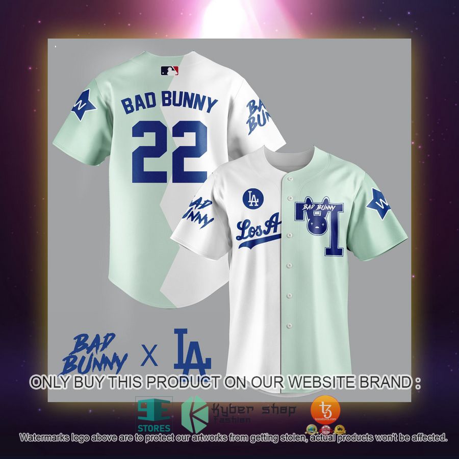 NEW Bad Bunny Los Angeles Dodgers logo Baseball Shirt 2 bad bunny los angeles dodgers logo baseball jersey 2 55516