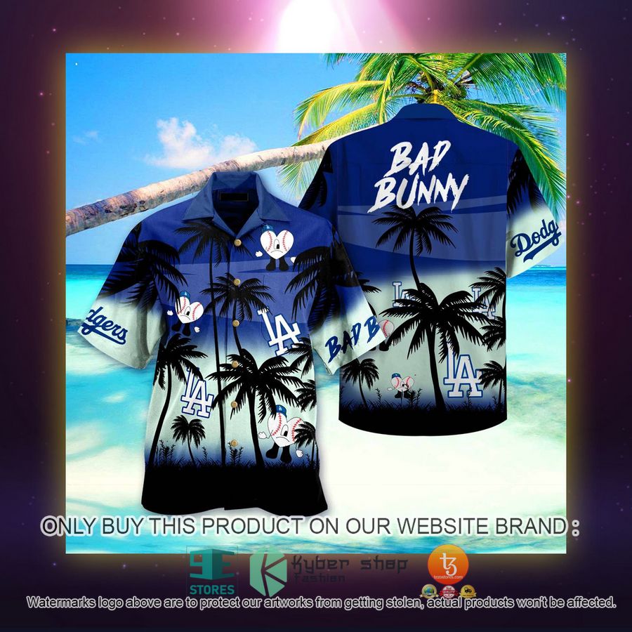 NEW Bad Bunny Los Angeles Dodgers logo Hawaii Shirt 2 bad bunny los angeles dodgers logo hawaiian shirt 2 65545