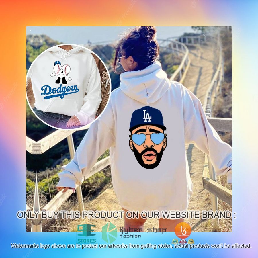 NEW Bad Bunny Los Angeles Dodgers White Hoodie 3 bad bunny los angeles dodgerswhite 3d hoodie 3 72676
