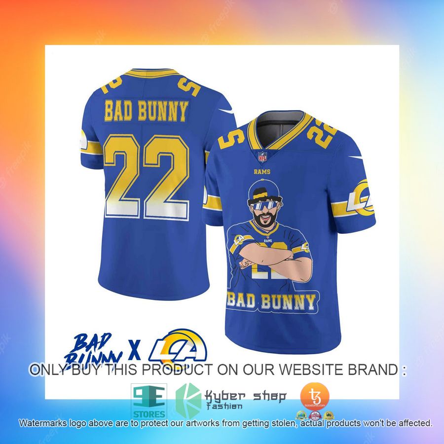 NEW Bad Bunny Los Angeles Rams Football Shirt 3 bad bunny los angeles rams football jersey 3 90075