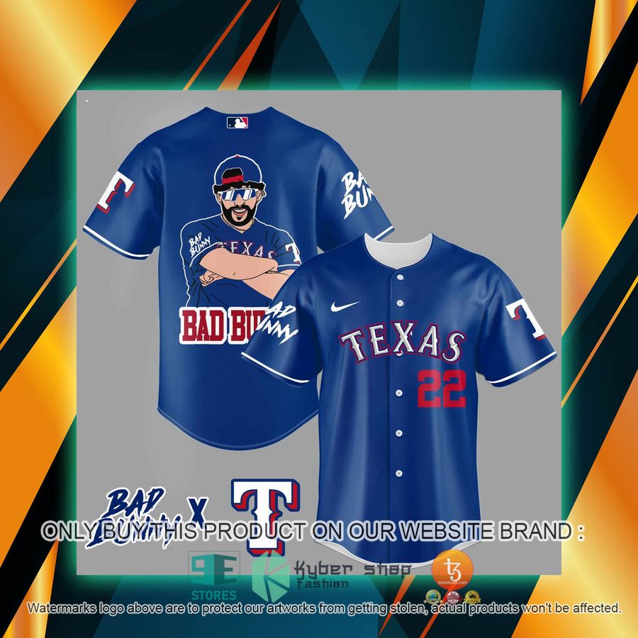 bad bunny texas rangers blue baseball jersey 1 79742