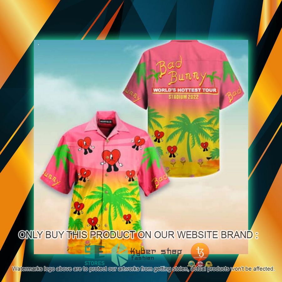 bad bunny worlds hottest tour 2022 hawaiian shirt shorts 1 66157