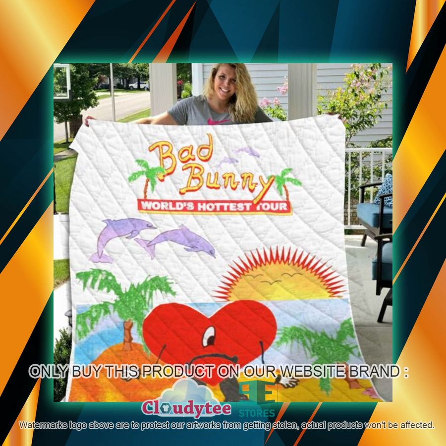 NEW Bad Bunny World's Hottest Tour Quilt Blanket 8 bad bunny worlds hottest tour quilt blanket 1 65668