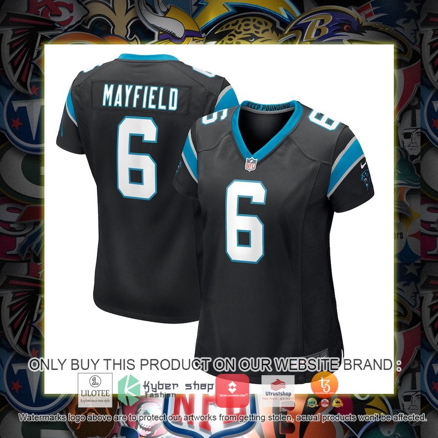 HOT Baker Mayfield Carolina Panthers Nike Women's Home Black Football Jersey Shirt 6 baker mayfield carolina panthers nike womens home black football jersey 1 997