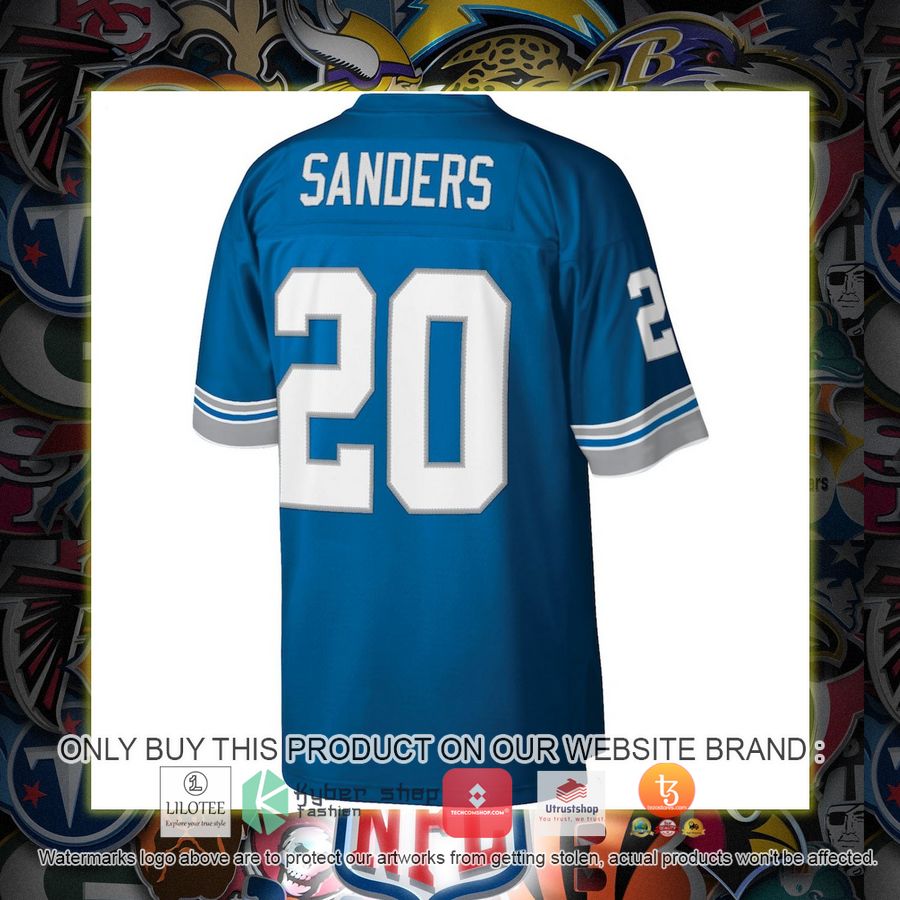 HOT Barry Sanders Detroit Lions Mitchell & Ness Legacy Replica Blue Football Jersey Shirt 3 barry sanders detroit lions mitchell ness legacy replica blue football jersey 3 59165