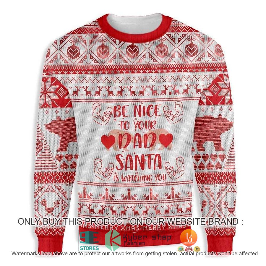 be nice to your dad seamless pattern with polar bear christmas ugly sweater 1 15292