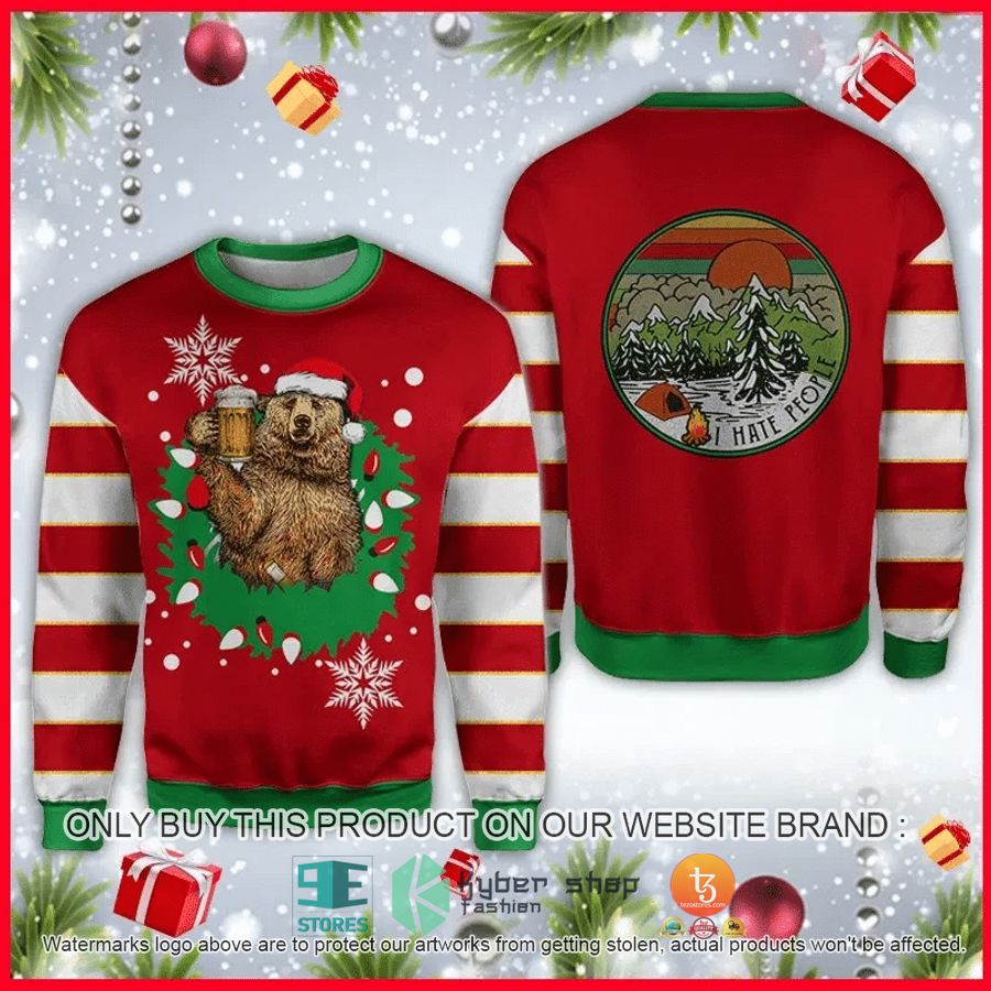 HOT Bear Beer I Hate People Camping Ugly Christmas Sweater 8 bear beer i hate people camping ugly christmas sweater 1 39494