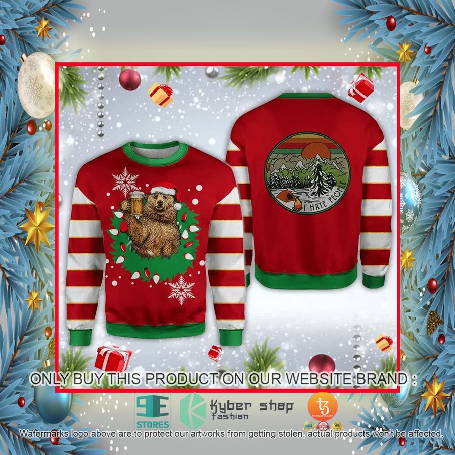 HOT Bear Beer I Hate People Camping Ugly Christmas Sweater 2 bear beer i hate people camping ugly christmas sweater 2 54394