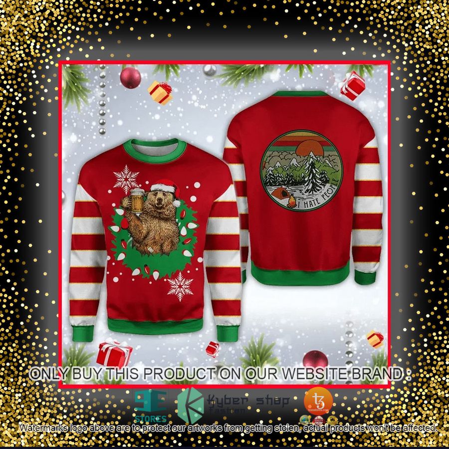 HOT Bear Beer I Hate People Camping Ugly Christmas Sweater 4 bear beer i hate people camping ugly christmas sweater 4 15178