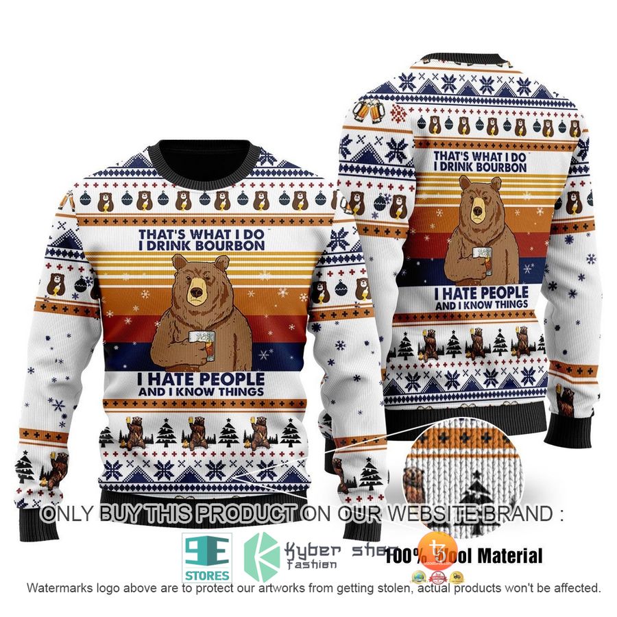 bear i drink bourbon i hate people christmas ugly sweater 1 78182