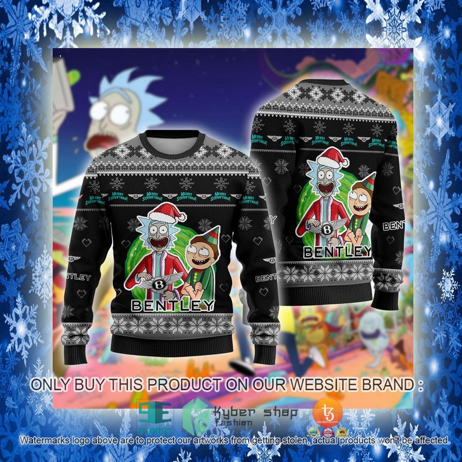 NEW Bentley Car Rick and Morty Sweatshirt 3 bentley car rick and morty ugly christmas sweater 3 57087