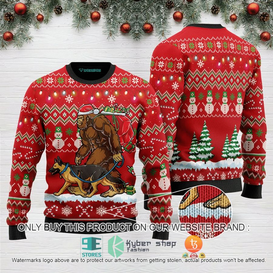 HOT Bigfoot German Shepherd Ugly Christmas Sweater 1 bigfoot german shepherd ugly christmas sweater 1 99088