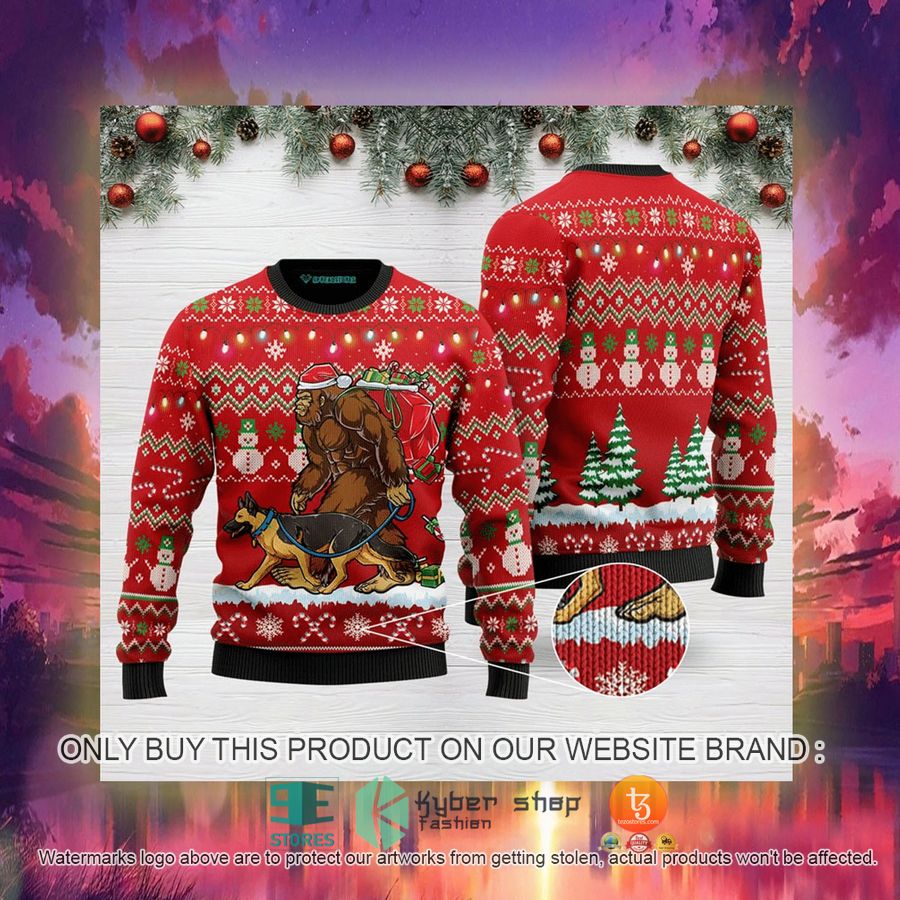 HOT Bigfoot German Shepherd Ugly Christmas Sweater 3 bigfoot german shepherd ugly christmas sweater 3 21435