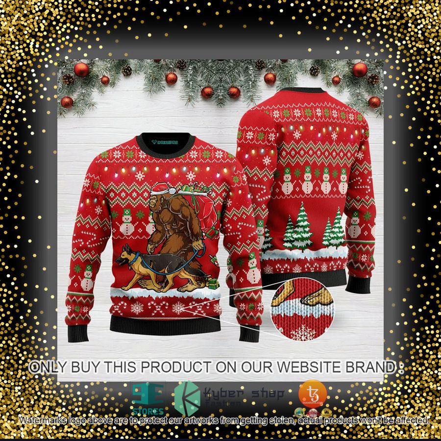 HOT Bigfoot German Shepherd Ugly Christmas Sweater 4 bigfoot german shepherd ugly christmas sweater 4 72962