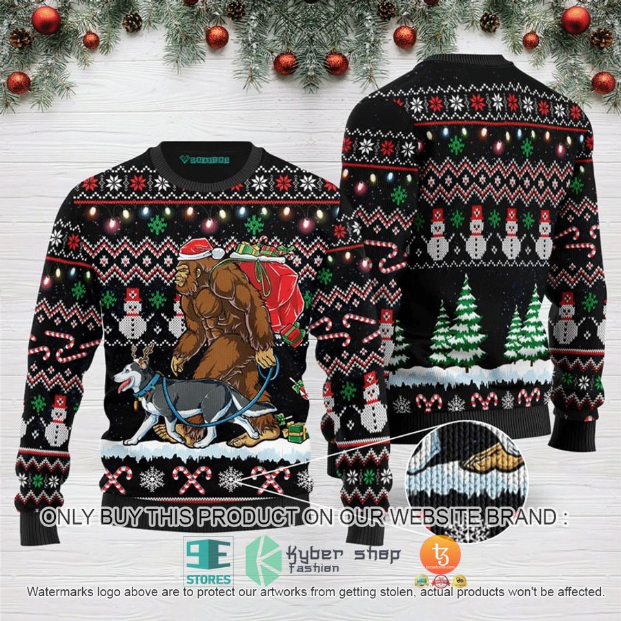 NEW Bigfoot Huskey Christmas Sweatshirt, Sweater 1 bigfoot huskey christmas ugly sweater 1 44581