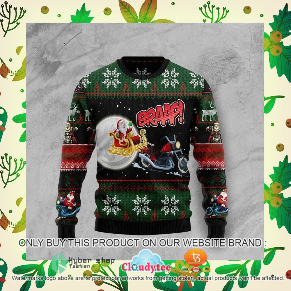 biker santa christmas sweater 1 40203