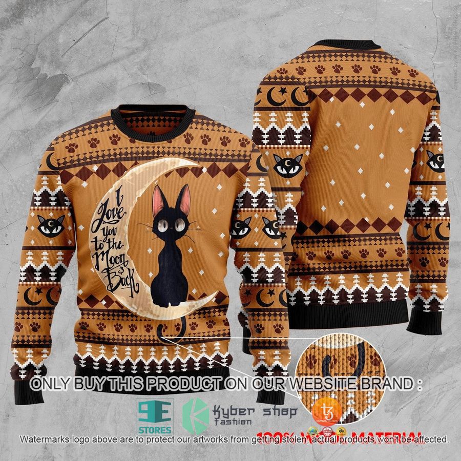 black cat i love you to the moon and back ugly sweater 1 15333