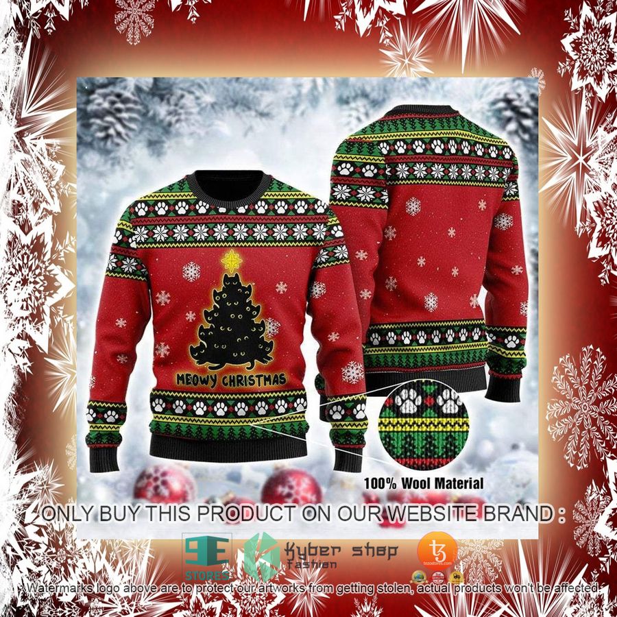 NEW Black Cat Tree Meowy Christmas Sweatshirt, Sweater 2 black cat tree meowy christmas ugly sweater 2 55870