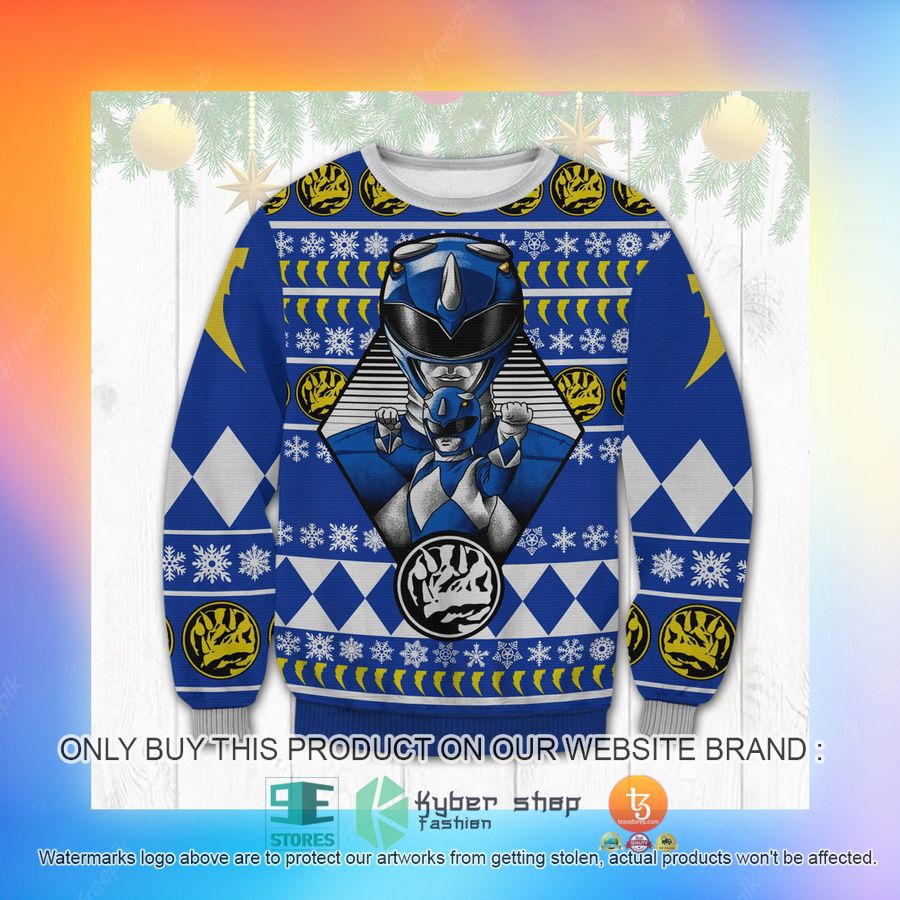 HOT Blue Power Rangers Ugly Sweater 3 blue power rangers ugly sweater 3 54664