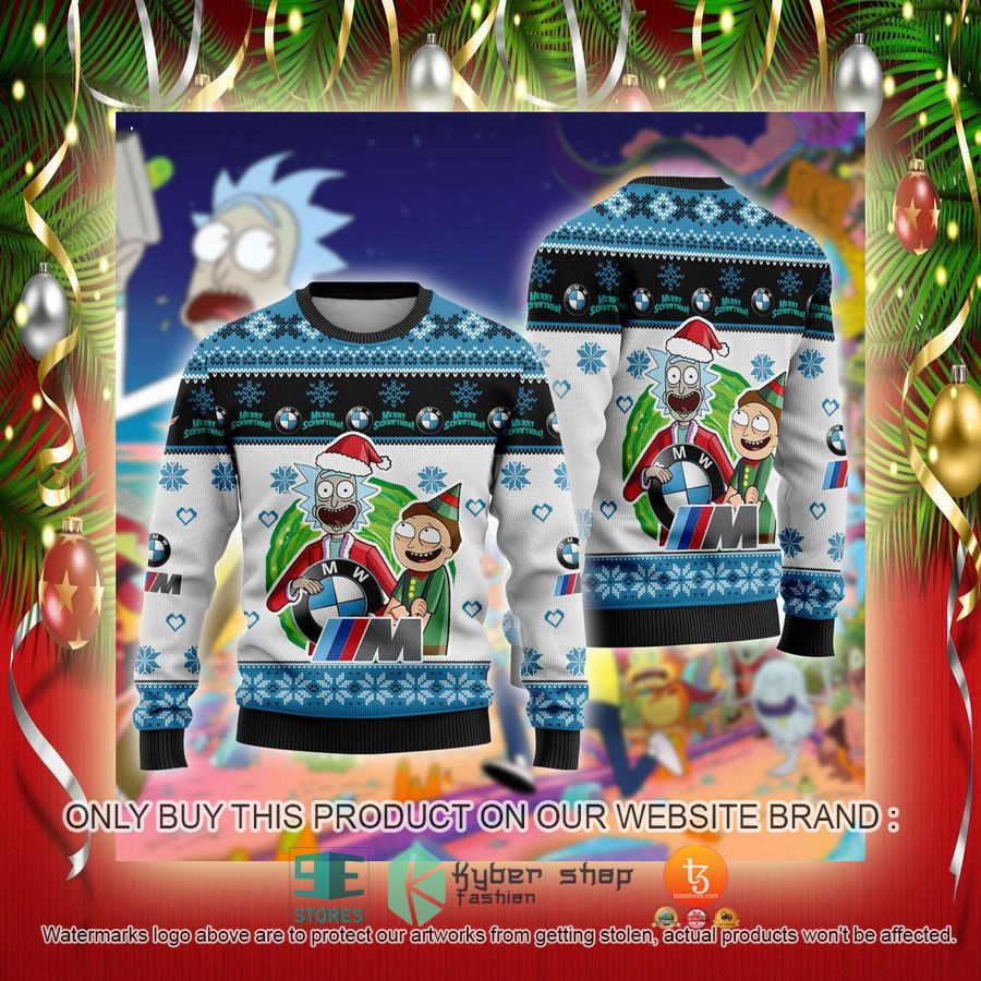 NEW BMW Car Rick and Morty Sweatshirt 2 bmw car rick and morty ugly christmas sweater 2 33631