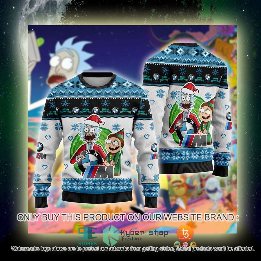 NEW BMW Car Rick and Morty Sweatshirt 4 bmw car rick and morty ugly christmas sweater 4 69715