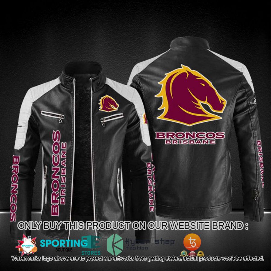 brisbane broncos block leather jacket 1 17031