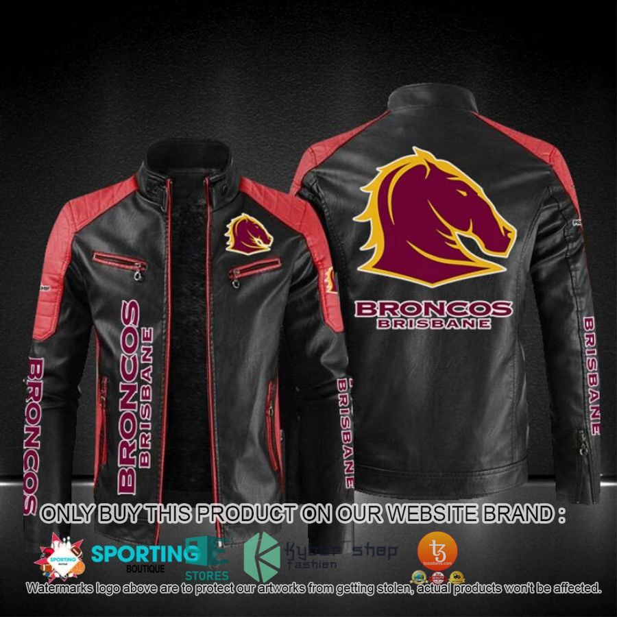 NEW Brisbane Broncos NRL Block Leather Jacket 3 brisbane broncos block leather jacket 3 97343