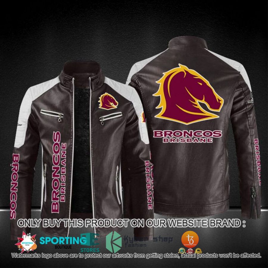NEW Brisbane Broncos NRL Block Leather Jacket 4 brisbane broncos block leather jacket 4 20902
