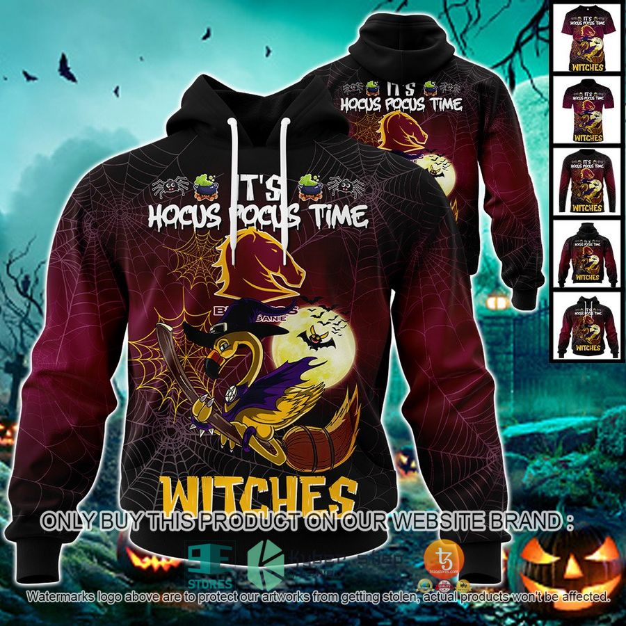 brisbane broncos its hocus pocus time halloween flamingo witches shirt hoodie 1 94848