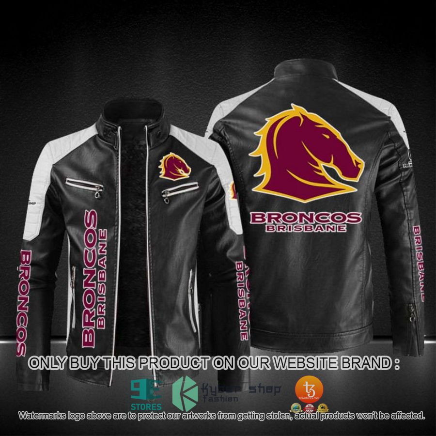 brisbane broncos nrl block leather jacket 1 8687