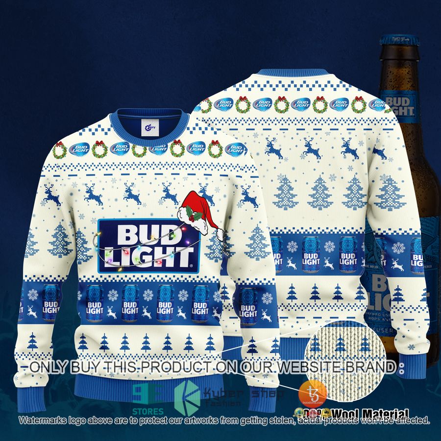 HOT Bud Light Santa Hat Christmas Christmas Sweater 6 bud light santa hat christmas ugly christmas sweater 1 17797