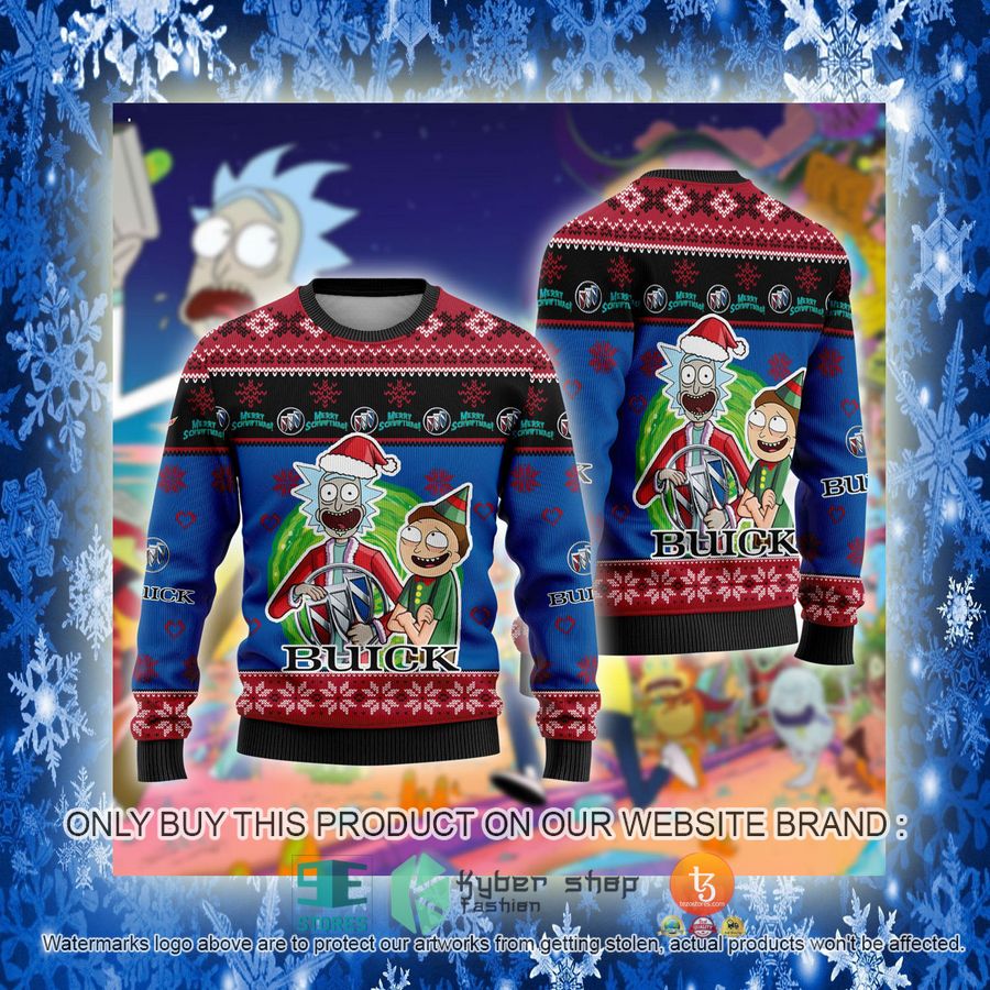 NEW BUICK Car Rick and Morty Sweatshirt 3 buick car rick and morty ugly christmas sweater 3 16349