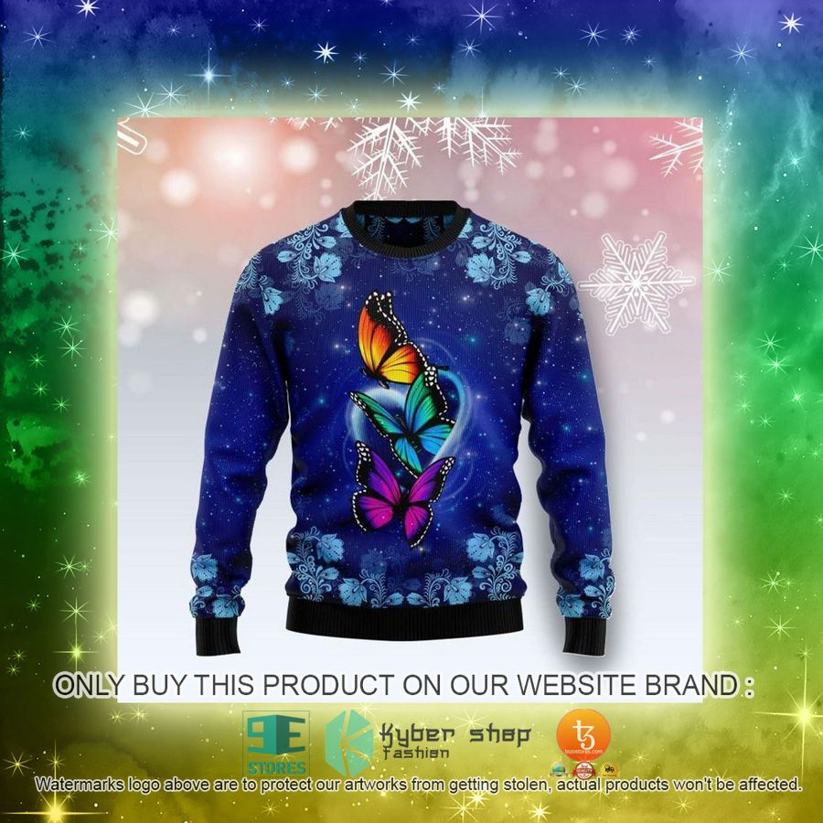NEW Butterfly Galaxy Christmas Sweatshirt, Sweater 3 butterfly galaxy christmas ugly sweater 3 18067