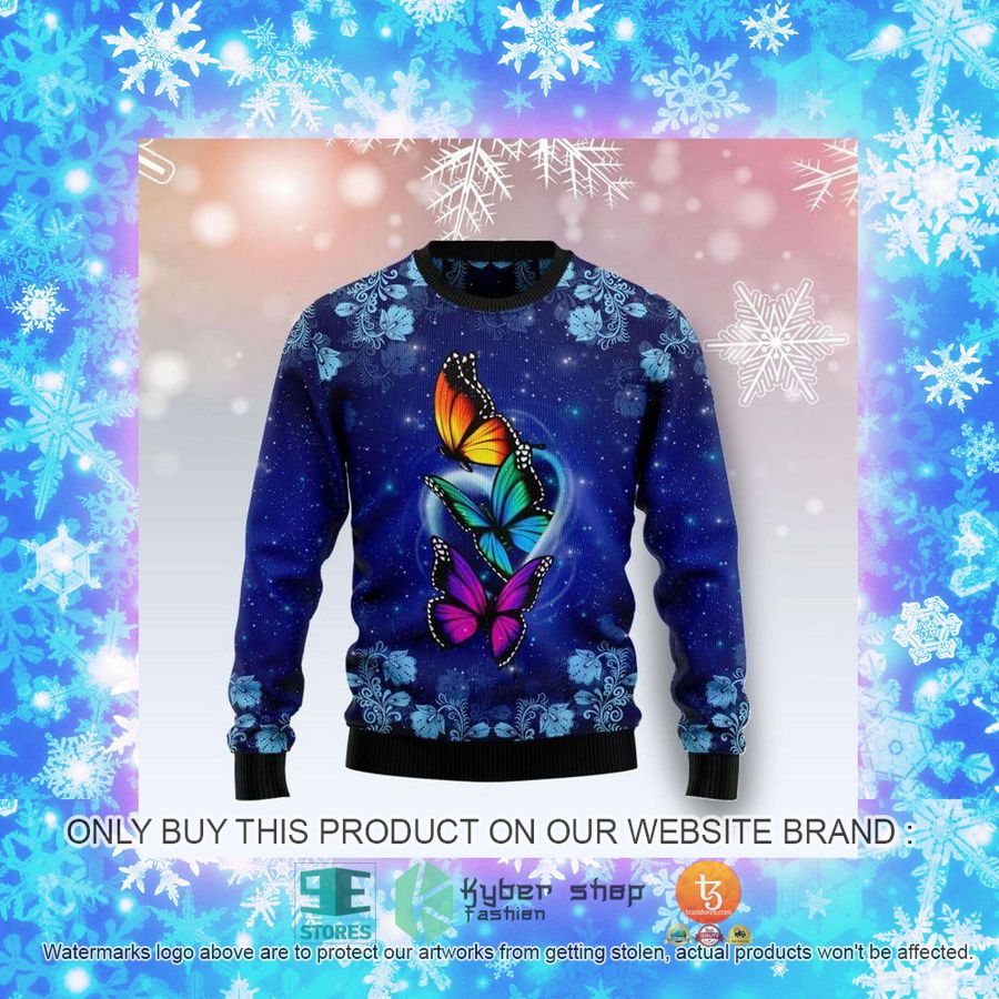 NEW Butterfly Galaxy Christmas Sweatshirt, Sweater 4 butterfly galaxy christmas ugly sweater 4 37166
