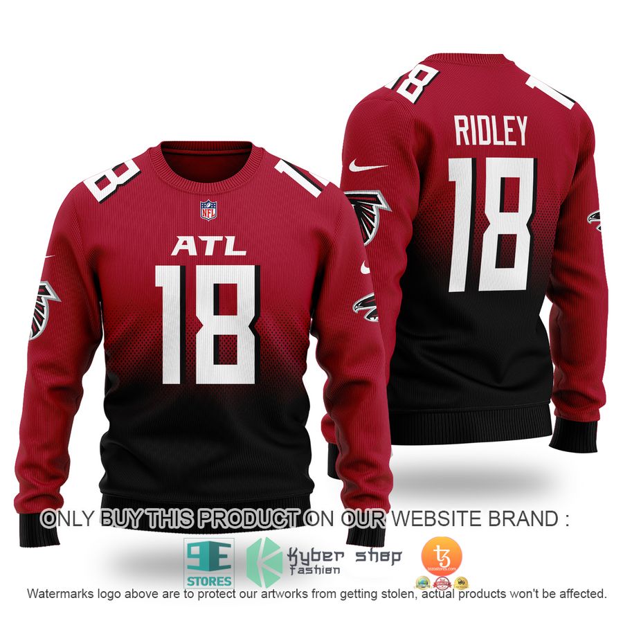 calvin ridley 18 atlanta falcons black red sweater 1 45089