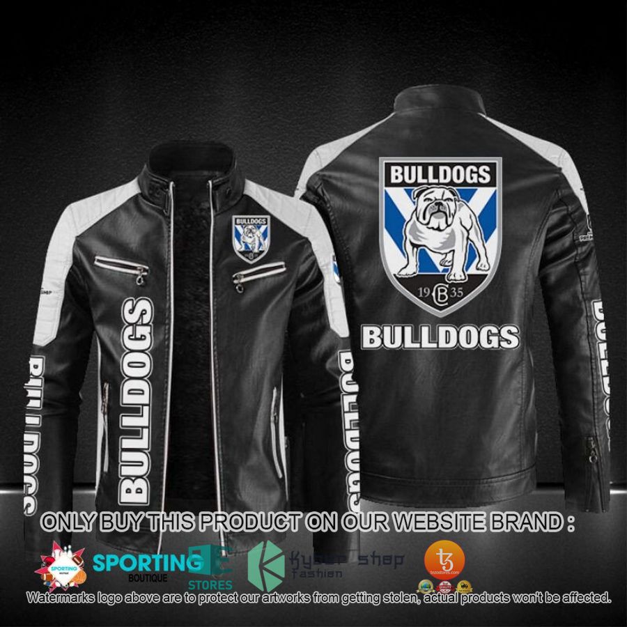 canterbury bankstown bulldogs block leather jacket 1 88572