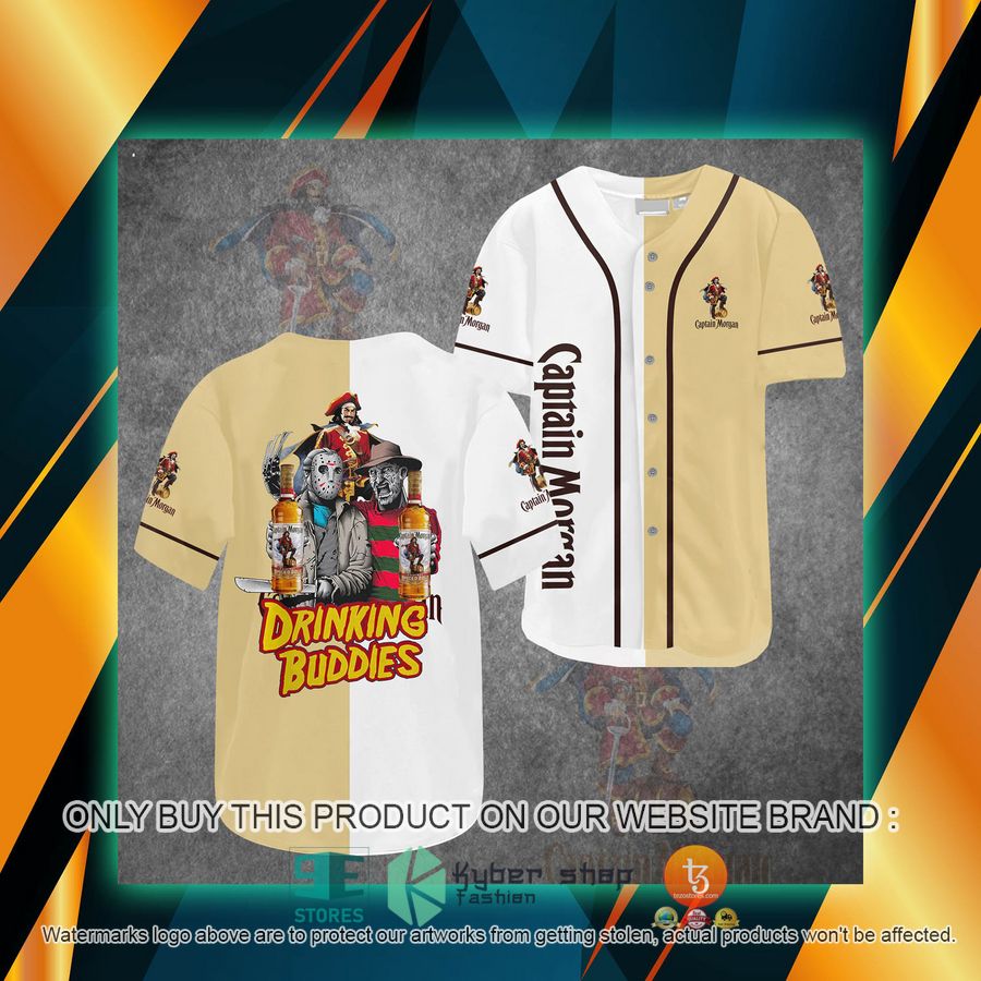 NEW Captain Morgan Jason Voorhees Freddy Krueger Drinking Buddies Baseball Shirt 7 captain morgan jason voorhees freddy krueger drinking buddies baseball jersey 1 61697