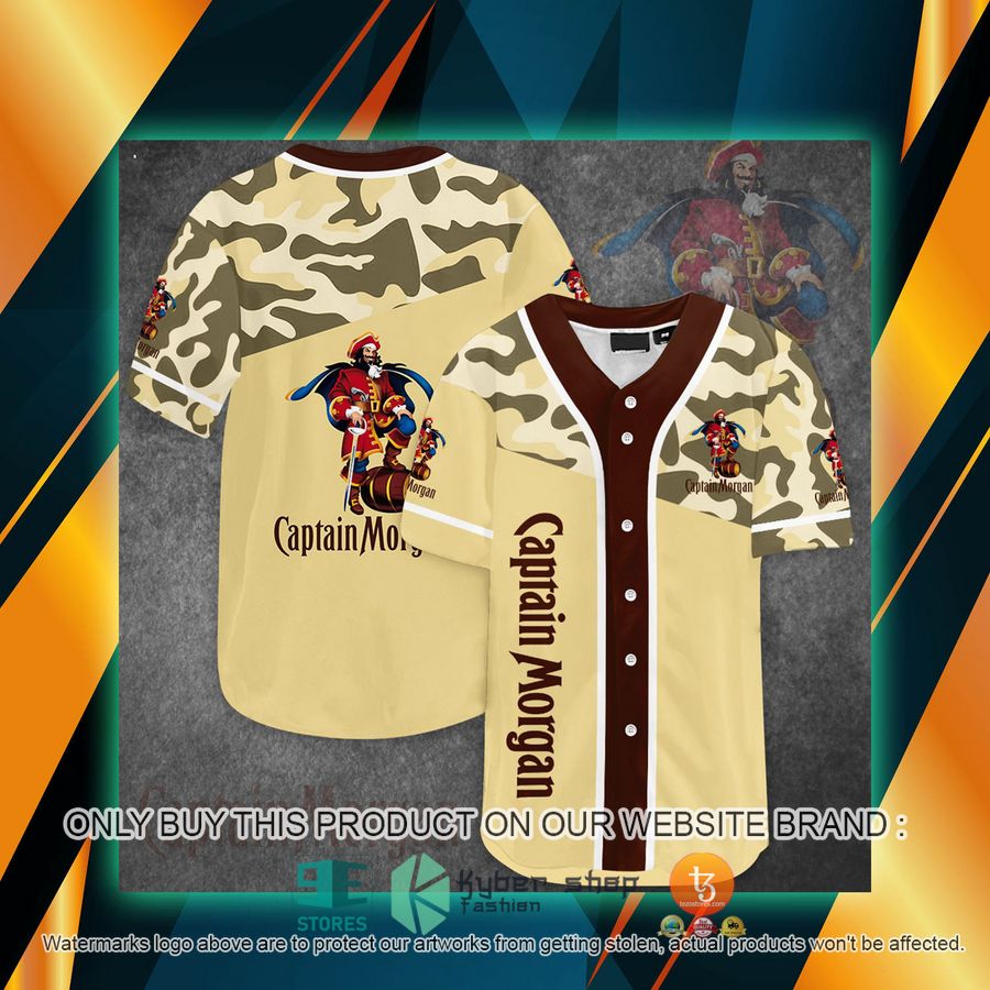 captain morgan khaki camo baseball jersey 1 5821
