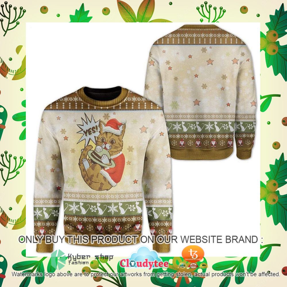 cat cute pattern christmas sweater 1 46229