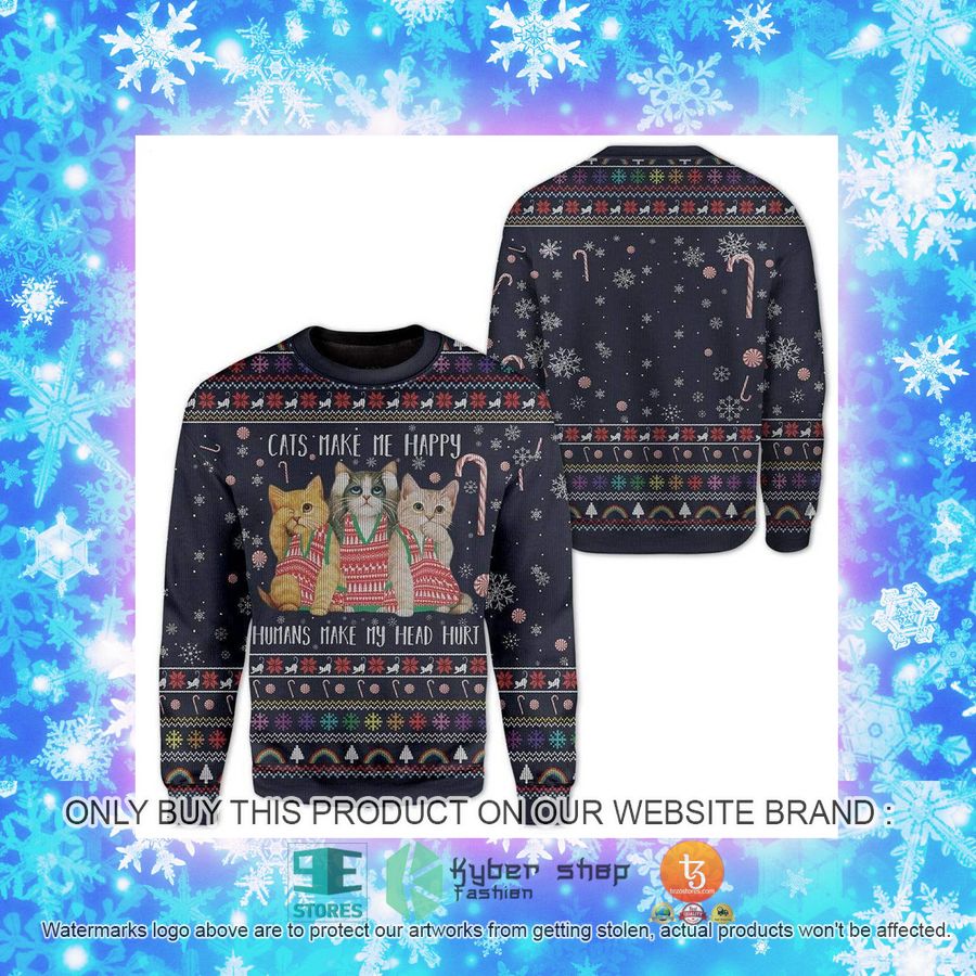 NEW Cat Make Me Happy Christmas Sweatshirt, Sweater 4 cat make me happy christmas ugly sweater 4 6861