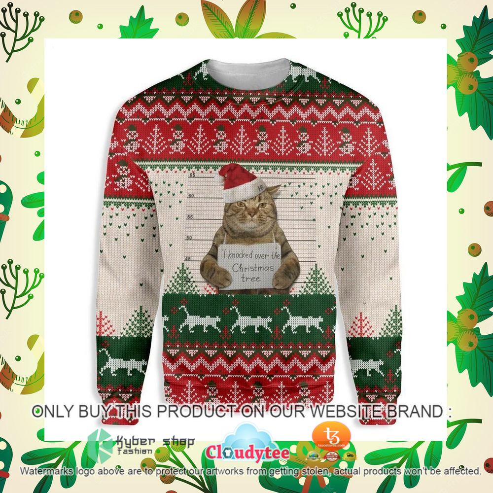 cat prisoner i knocked over the christmas tree christmas sweater 1 2388