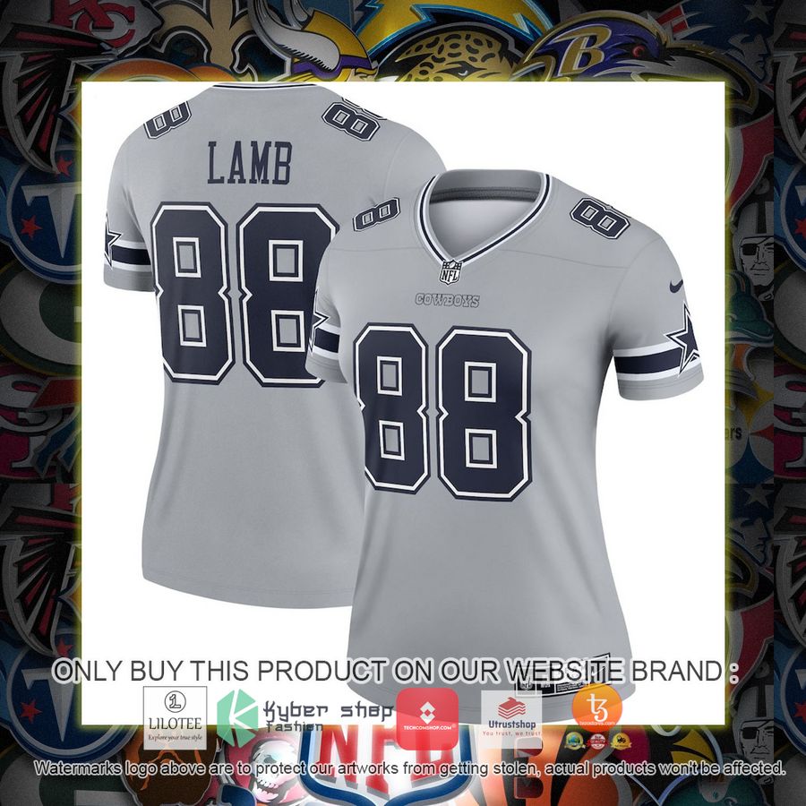 ceedee lamb dallas cowboys nike womens inverted legend gray football jersey 1 36366
