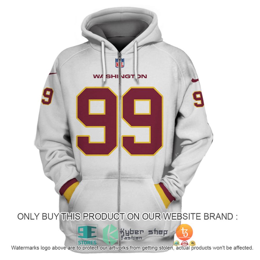 NEW Chase Young 99 Washington Redskins White Sweatshirt 3 chase young 99 washington redskins white shirt hoodie 3 30242
