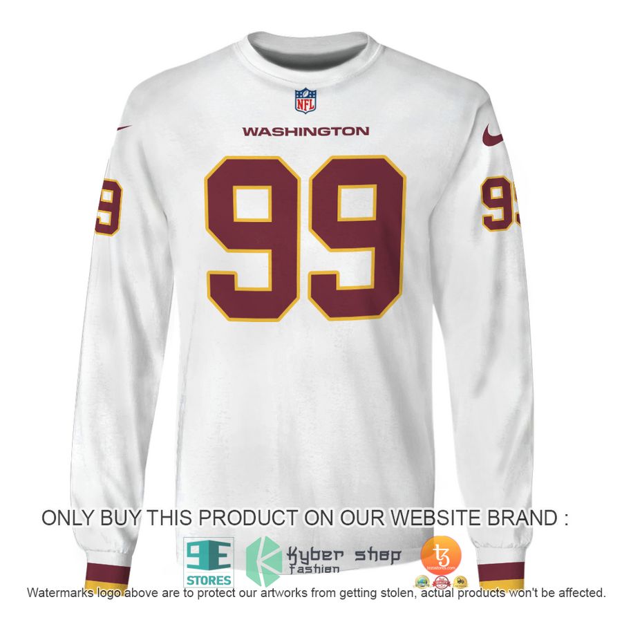 NEW Chase Young 99 Washington Redskins White Sweatshirt 5 chase young 99 washington redskins white shirt hoodie 5 49898