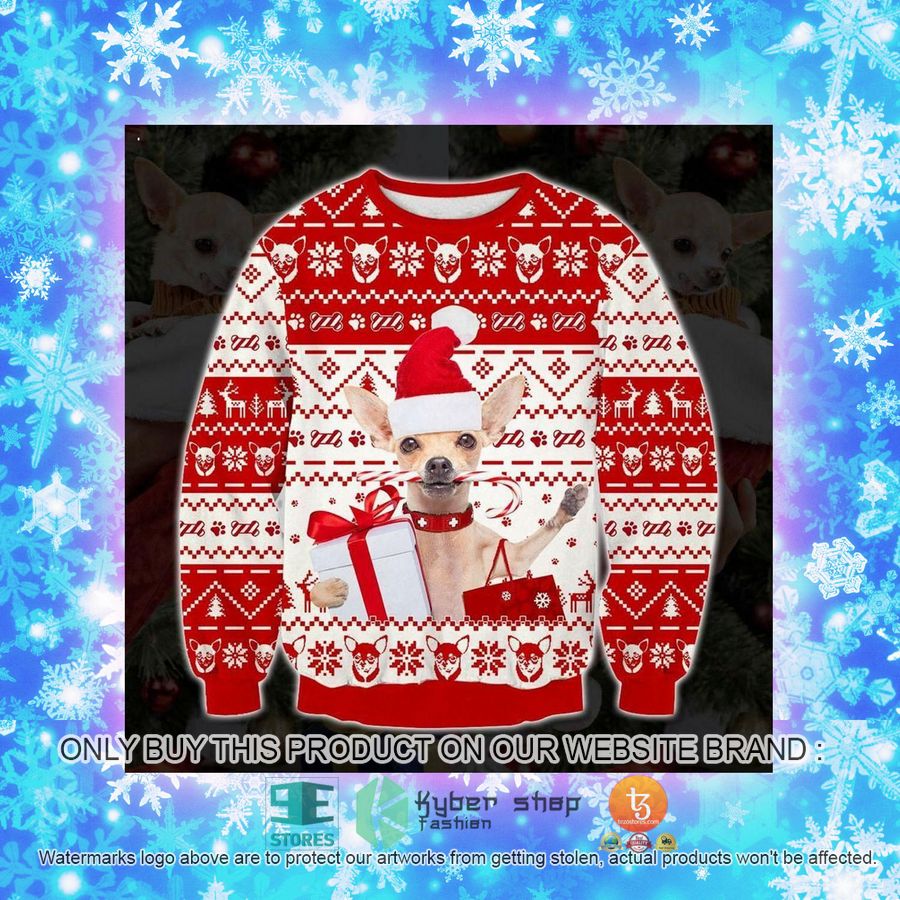 NEW Chihuahua Christmas Gifts red white Sweatshirt, Sweater 4 chihuahua christmas gifts red white ugly sweater 4 56242