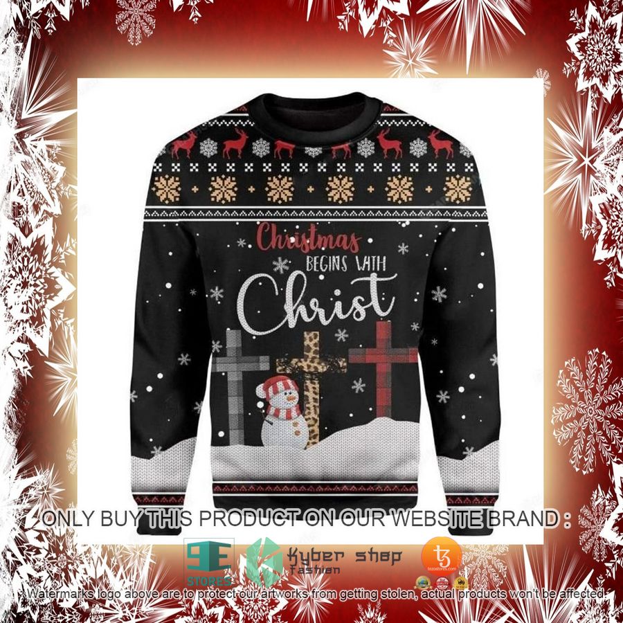 NEW Christmas Begins With Christ Christmas Sweatshirt, Sweater 2 christmas begins with christ christmas ugly sweater 2 55533