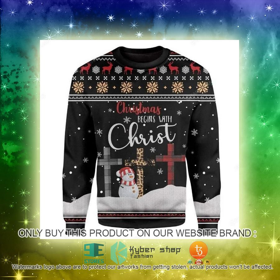 NEW Christmas Begins With Christ Christmas Sweatshirt, Sweater 3 christmas begins with christ christmas ugly sweater 3 63251