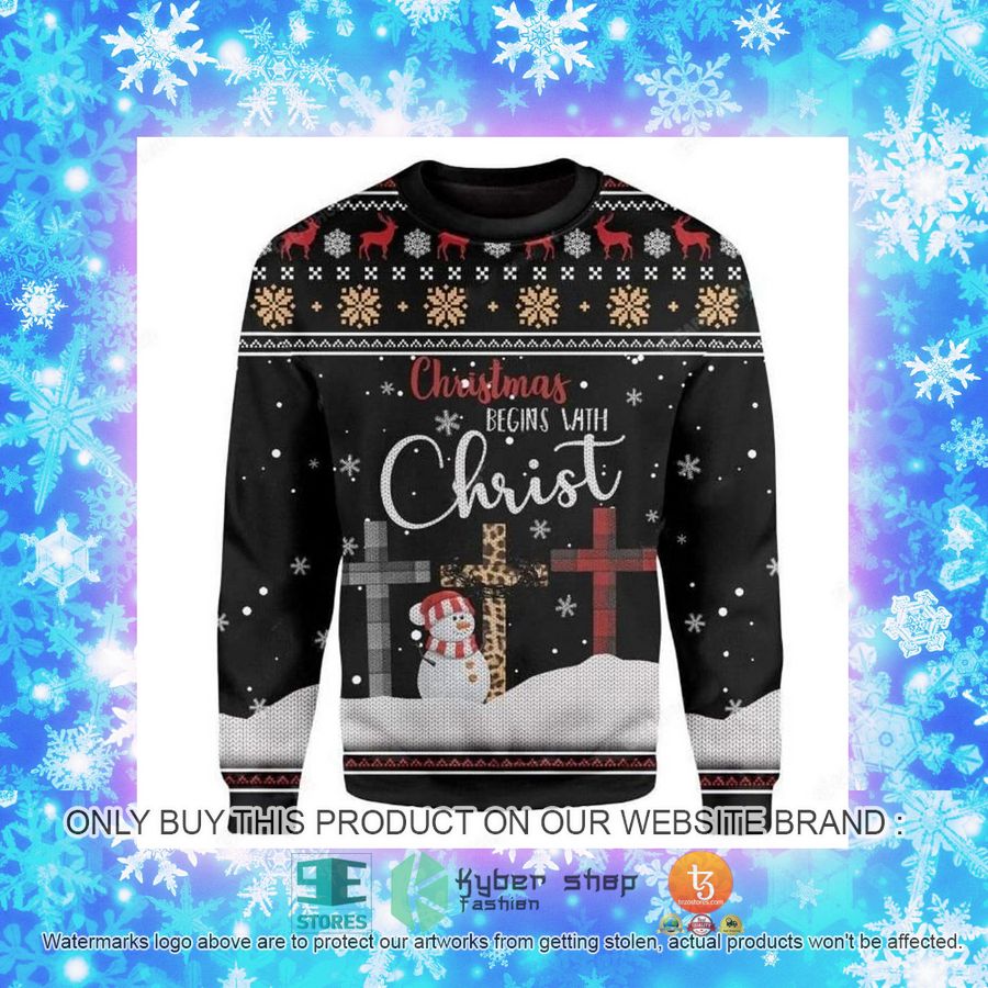 NEW Christmas Begins With Christ Christmas Sweatshirt, Sweater 4 christmas begins with christ christmas ugly sweater 4 89626