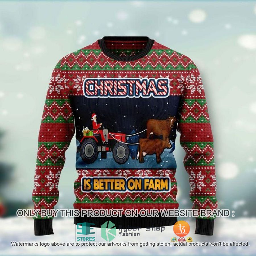 christmas is better on farm ugly christmas sweater 1 58328